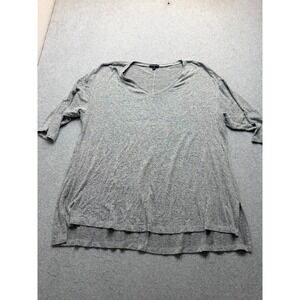 Lane Bryant Womens Gray Heathered V-Neck Elbow Sleeve High Low Knit Top 22/24